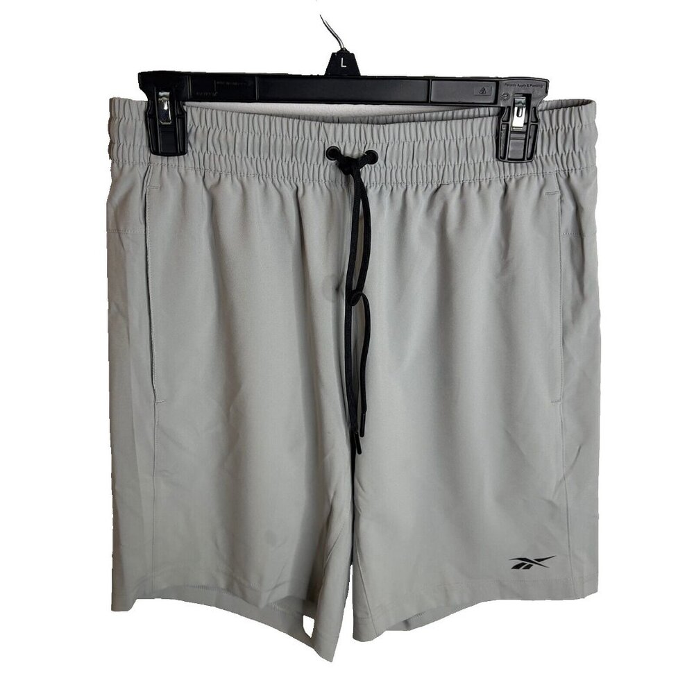 Reebok Men's Regular-Fit Moisture-Wicking 9" Woven Drawstring Shorts Grey Size S